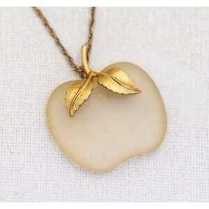28 inch, Vintage Colorless Apple Gold Tone Necklace by Avon - A27